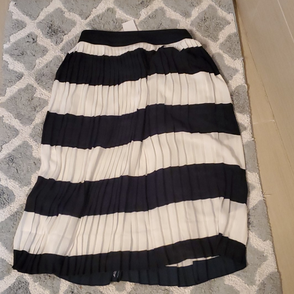 Black and cream pleated skirt